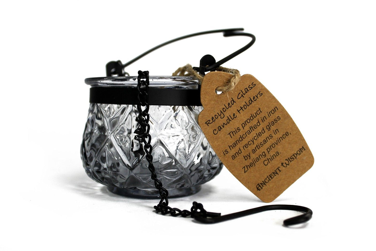 Moroccan Style Hanging Candle Lantern - Grey