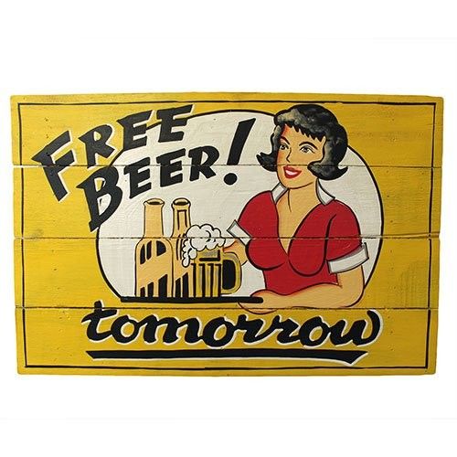 Rough Wooden Signs - Free Beer
