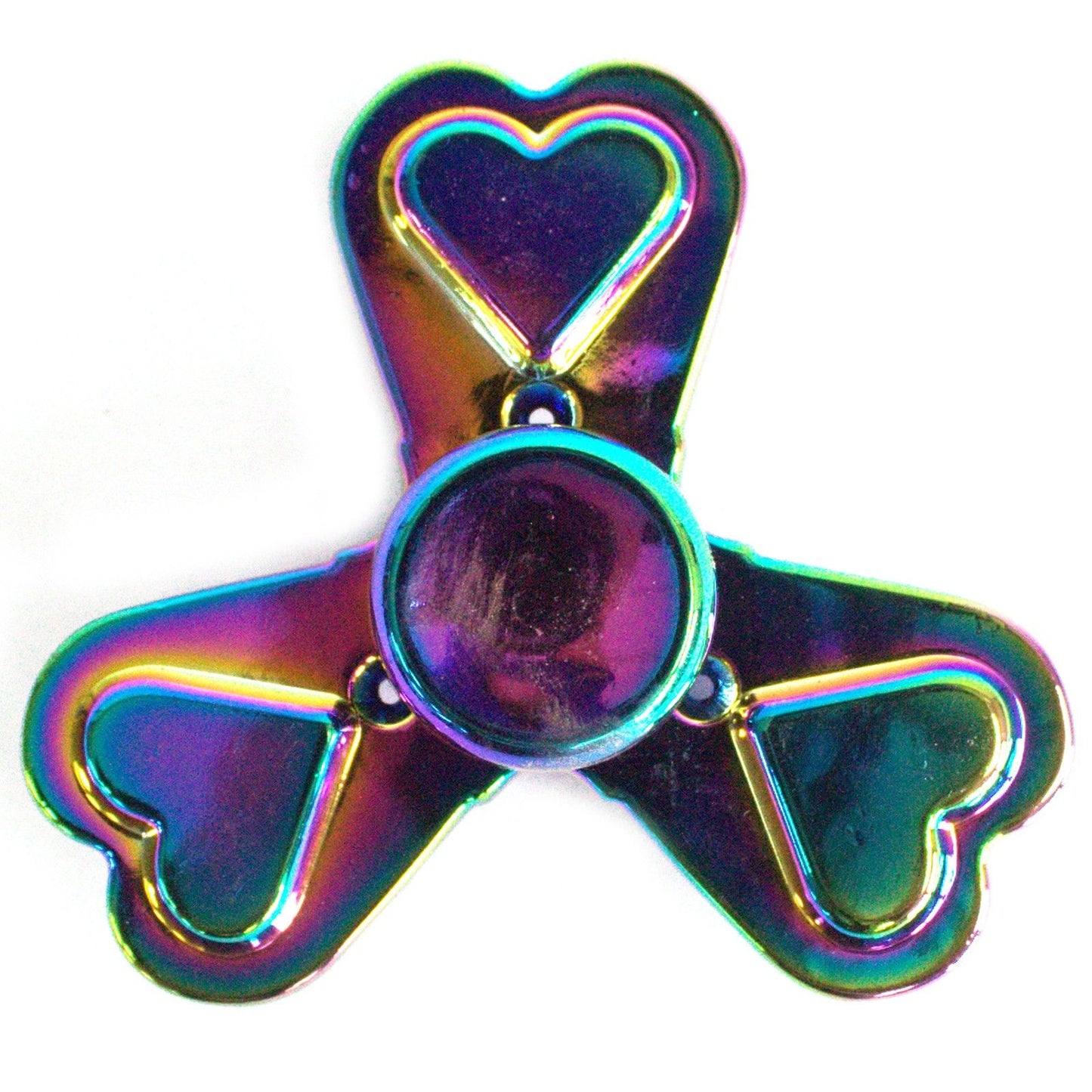 Metal Fidget Spinner - Three Hearts - Rainbow