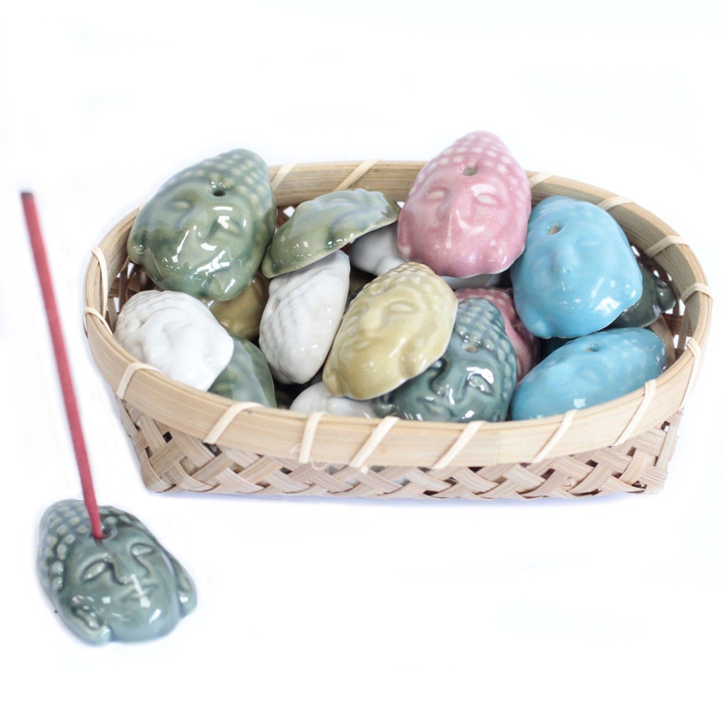 Ceramic Incense Holder - Buddha (asst cols)