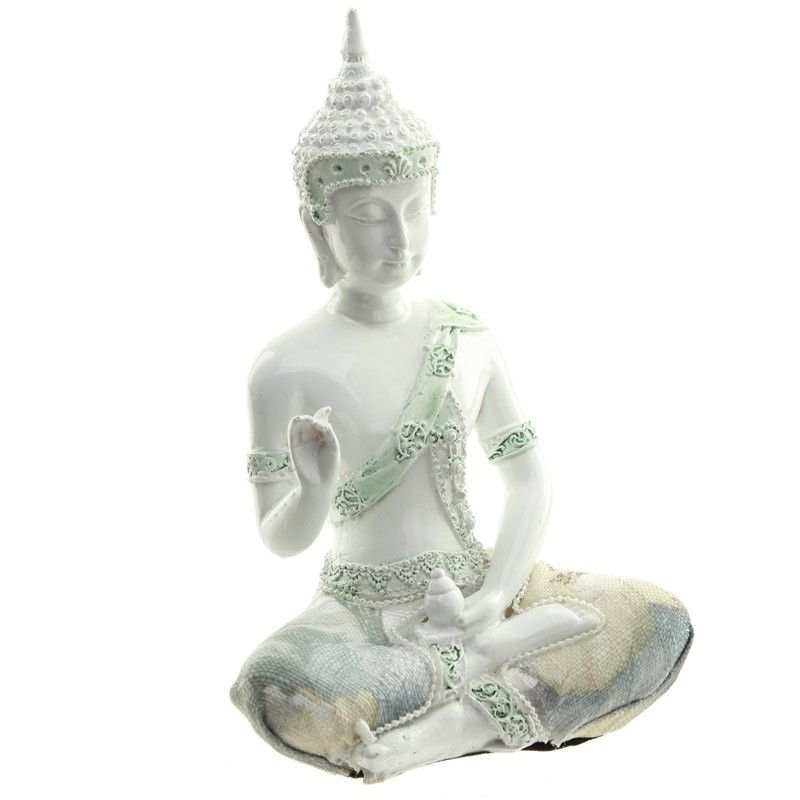 Thai Buddha White Gloss & Cream Figurine - Enlightenment