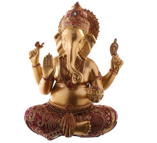Gold and Red Ganesh Figurine