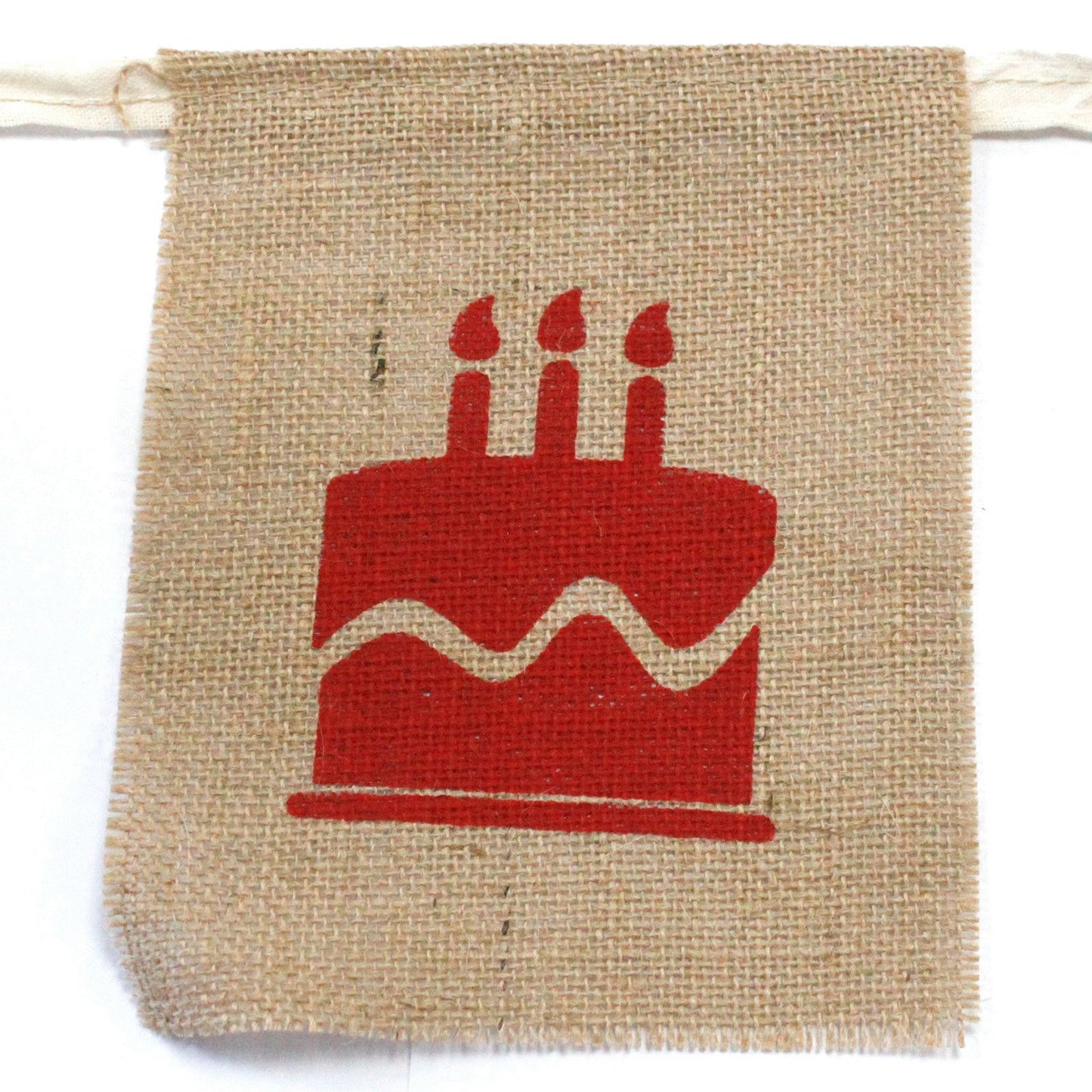 Natural Bunting  HAPPY BIRTHDAY (lrg with cake)