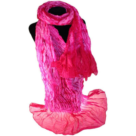 Silk Crinkle Scarf - Pink & Rose
