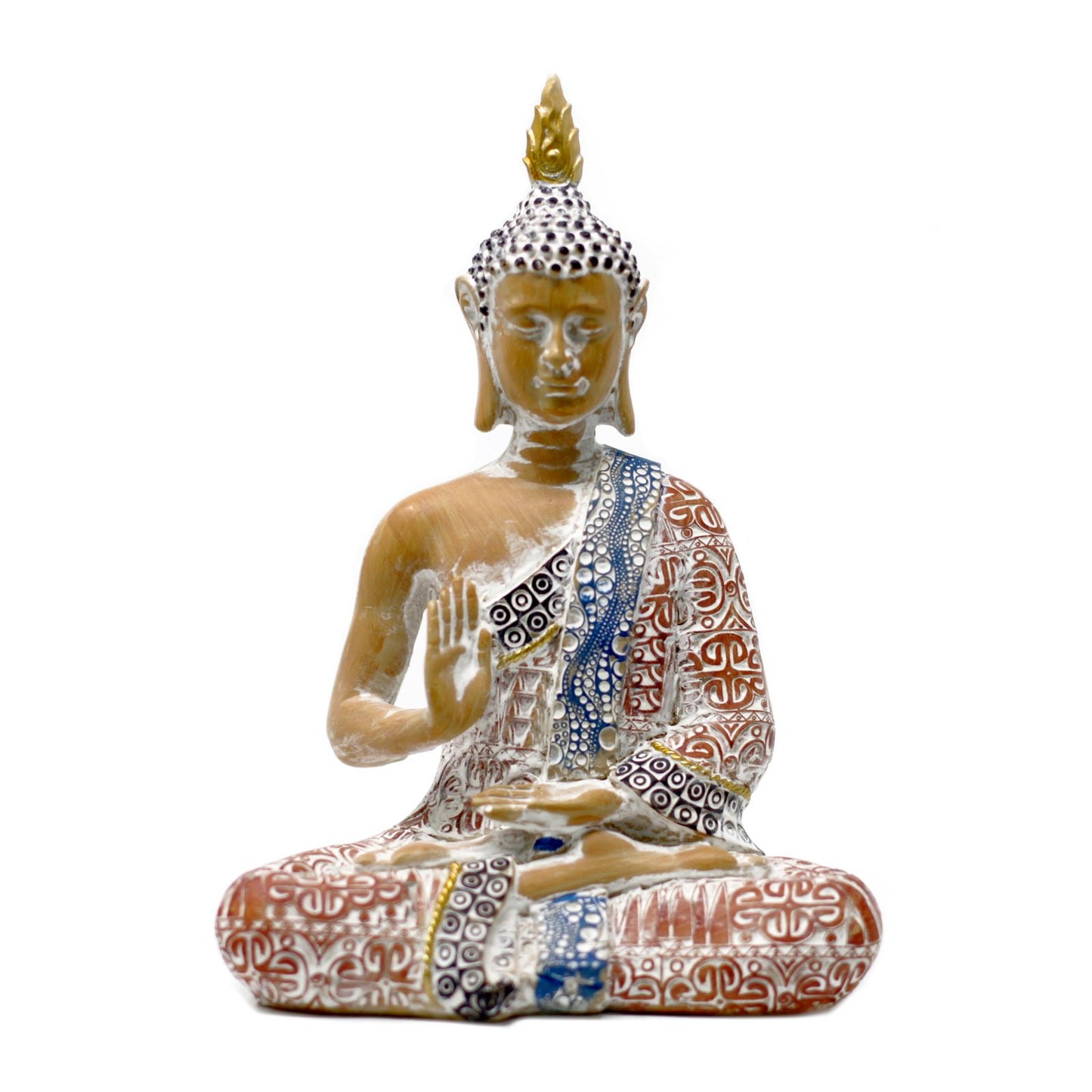 Thai Buddha - Protection - Terraccotta & Sky Blue 20 cm