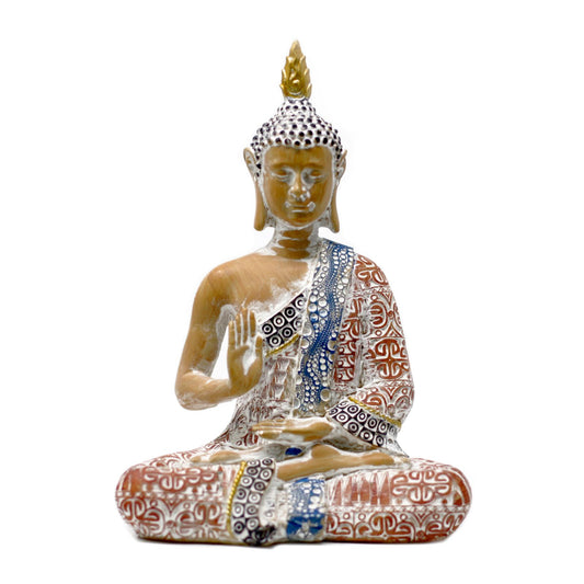 Thai Buddha - Protection - Terraccotta & Sky Blue 20 cm