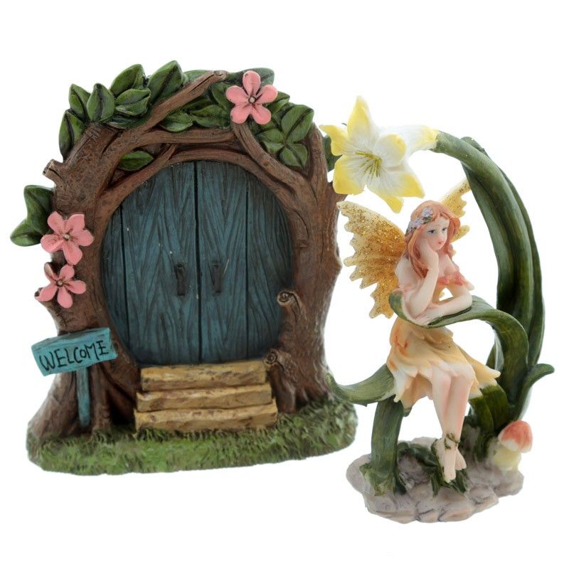 Fairyland Woodland Welcome Fairy Door with Figurine