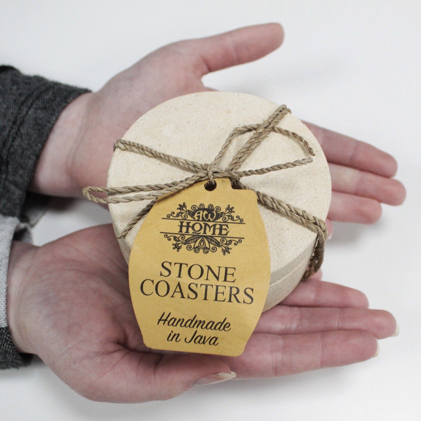 Set of 4 Stone Coasters - Round - Simple Sandstone