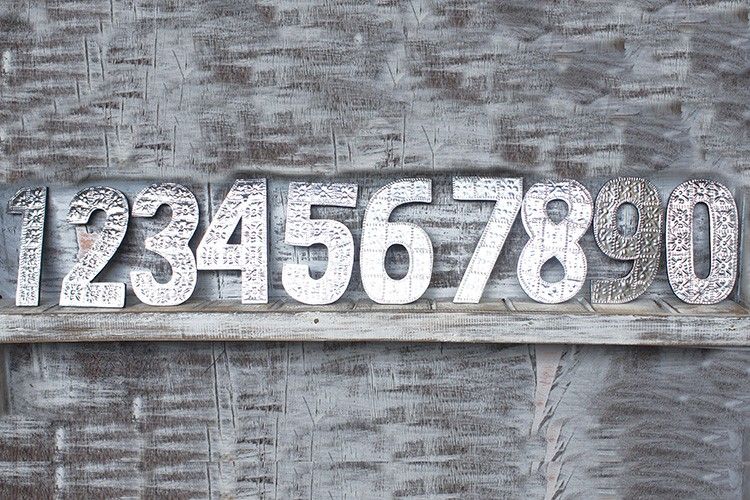 Lrg Arty Aluminum Letters - 1 Through 0