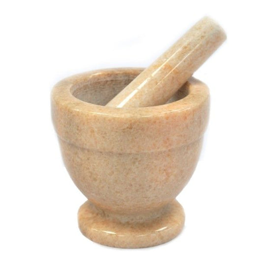 Large Peach Marble Pestle & Mortar- 10x10.5cm