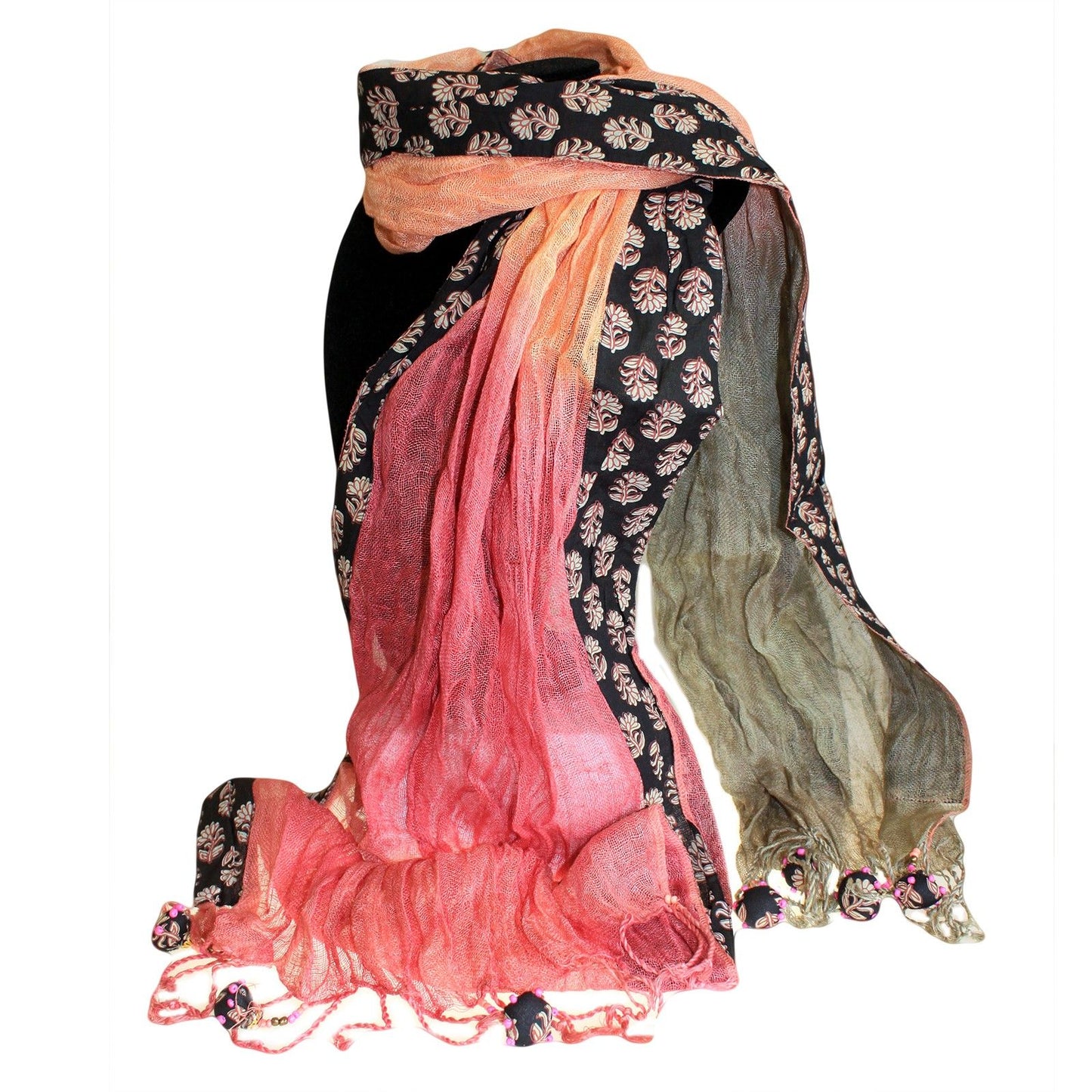 Linen Décor Scarves - Peach Cream & Rose