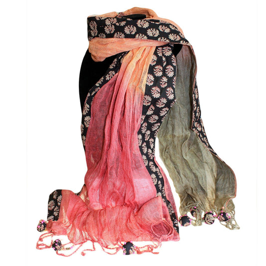 Linen Décor Scarves - Peach Cream & Rose