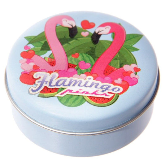 Box of 24 Fun Tropical Flamingo Lip Balm in a Tin