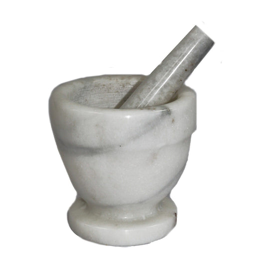 Large White Marble Pestle & Mortar  - 10x10.5cm