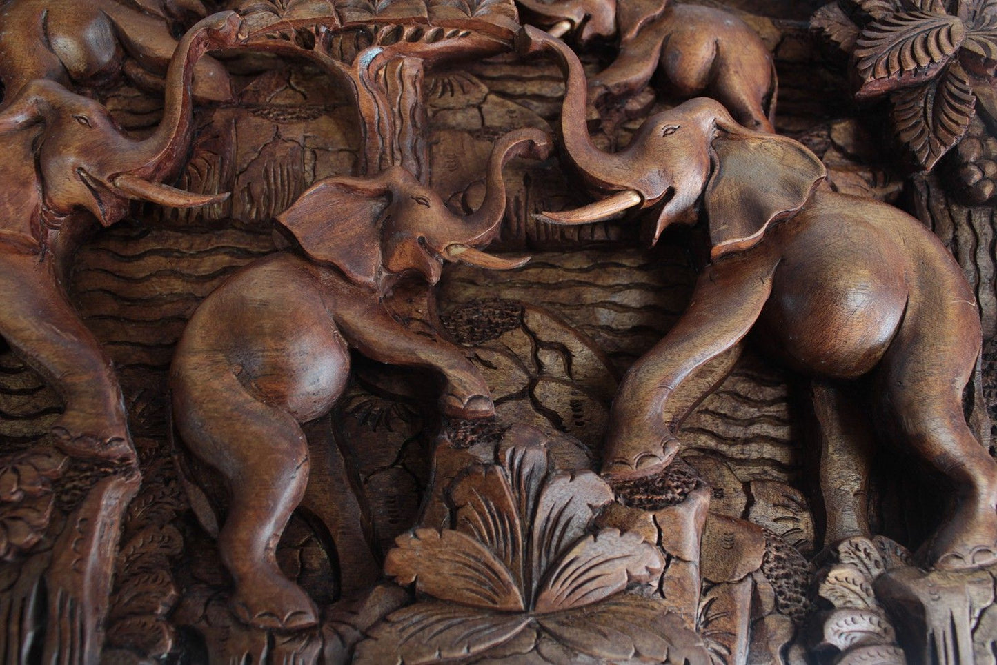 Bali Artisan Panels - Elephants & Volcano