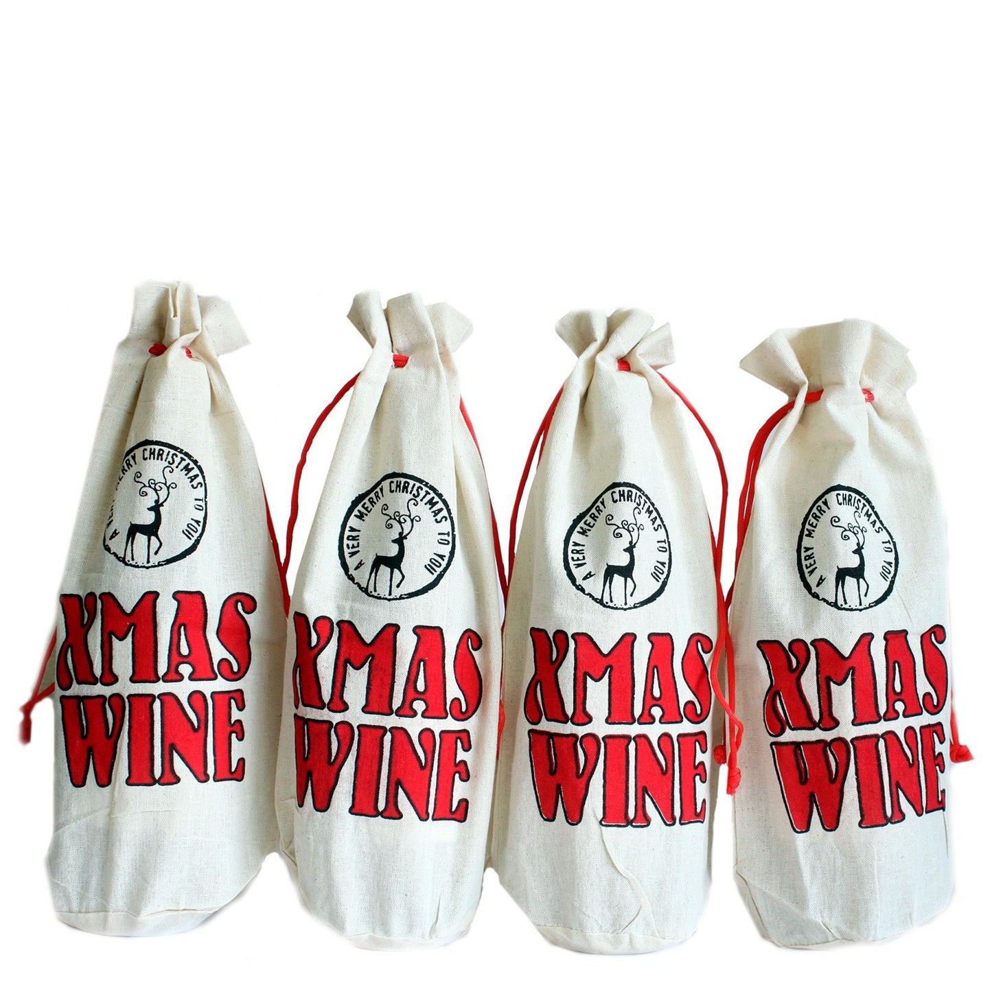 XMAS Cotton Wine Pouch - Xmas Wine