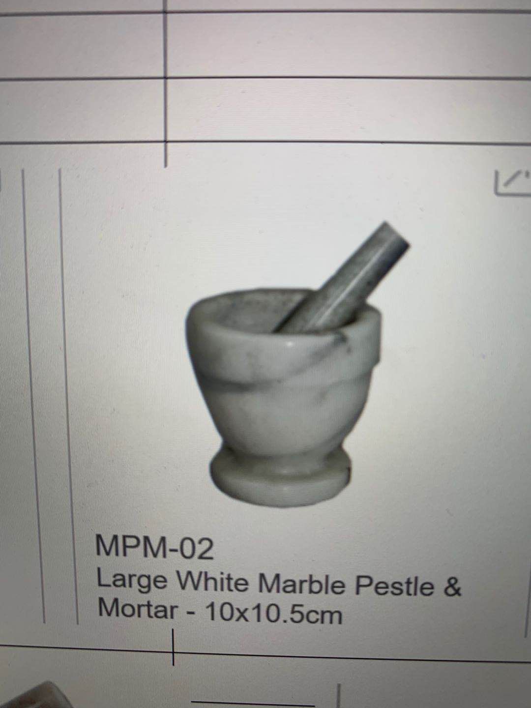 Large White Marble Pestle & Mortar  - 10x10.5cm
