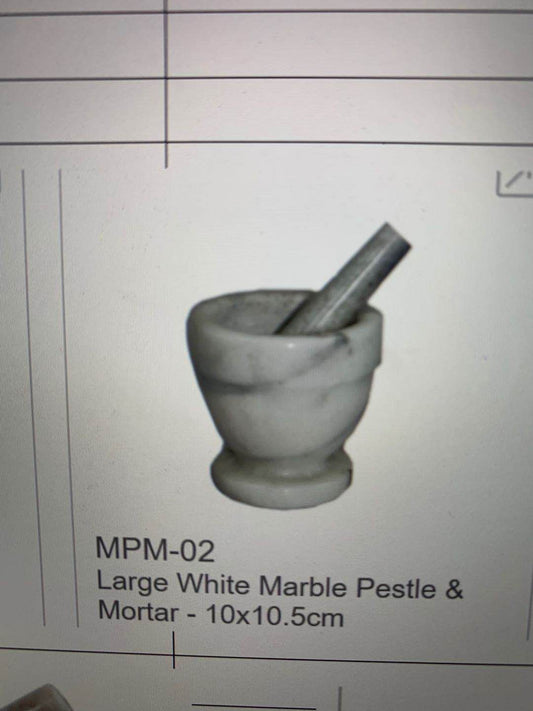 Large White Marble Pestle & Mortar  - 10x10.5cm