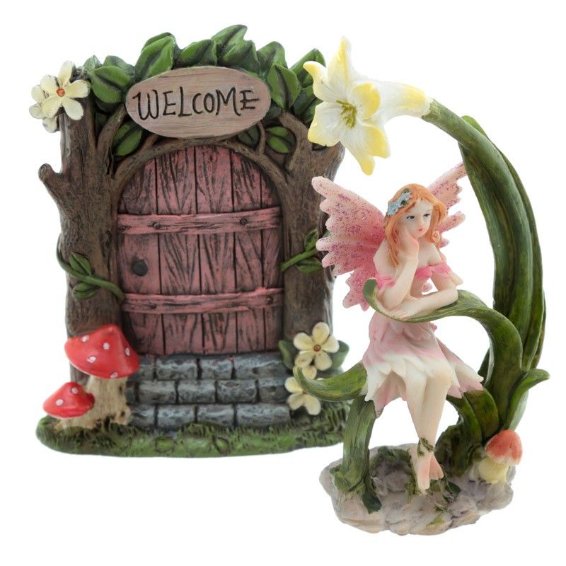 Fairyland Woodland Welcome Fairy Door with Figurine