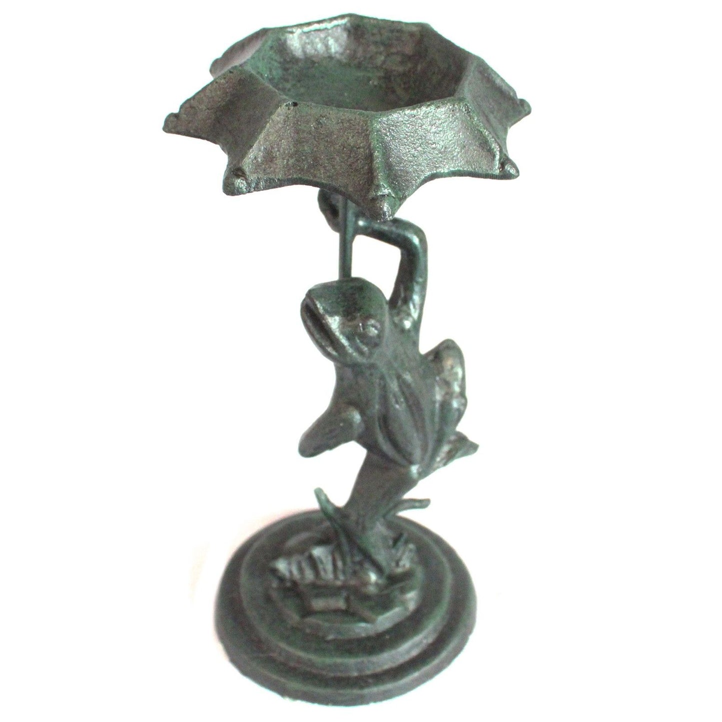 Cast Iron Bird Feeder - Frog - Verdigris