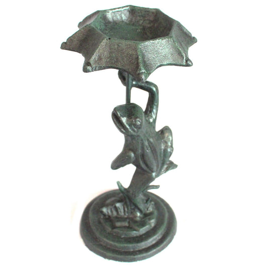 Cast Iron Bird Feeder - Frog - Verdigris