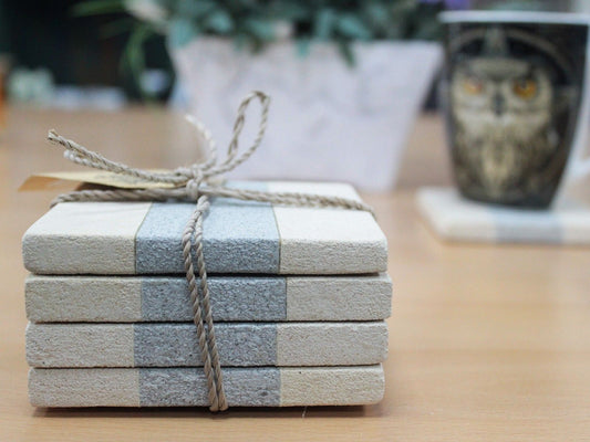 Set of 4 Stone Coasters - Square - Simple Sandstone