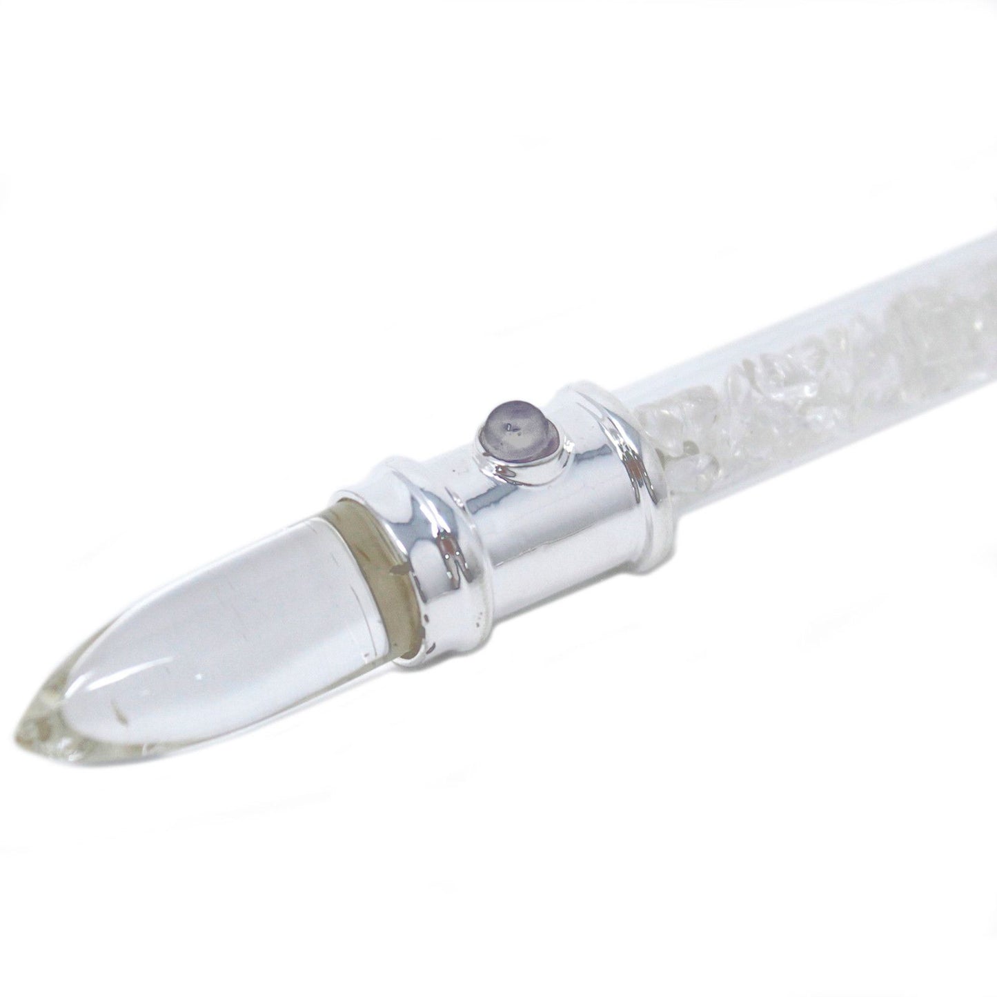 Glass Healing Wand - Silver plated - Quartz