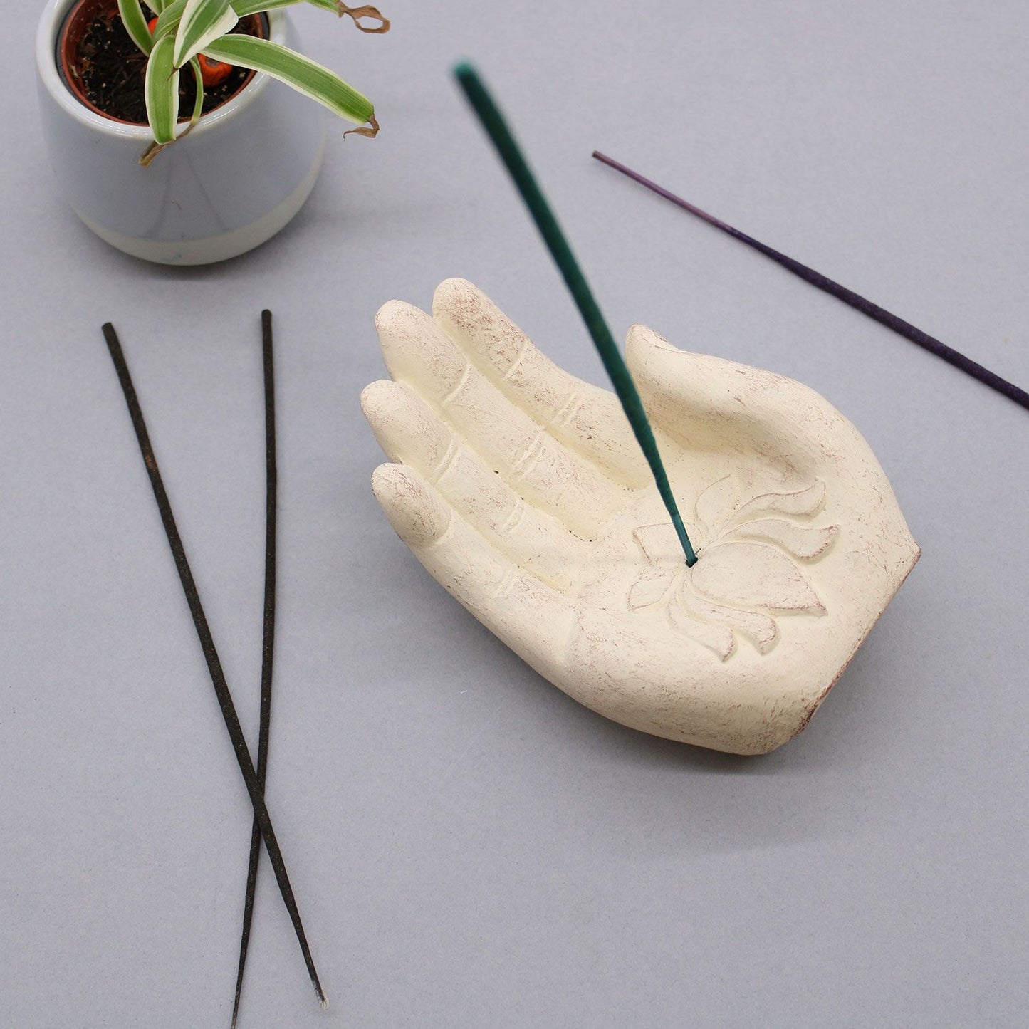 Hand Incense Burner - Lotus (white)
