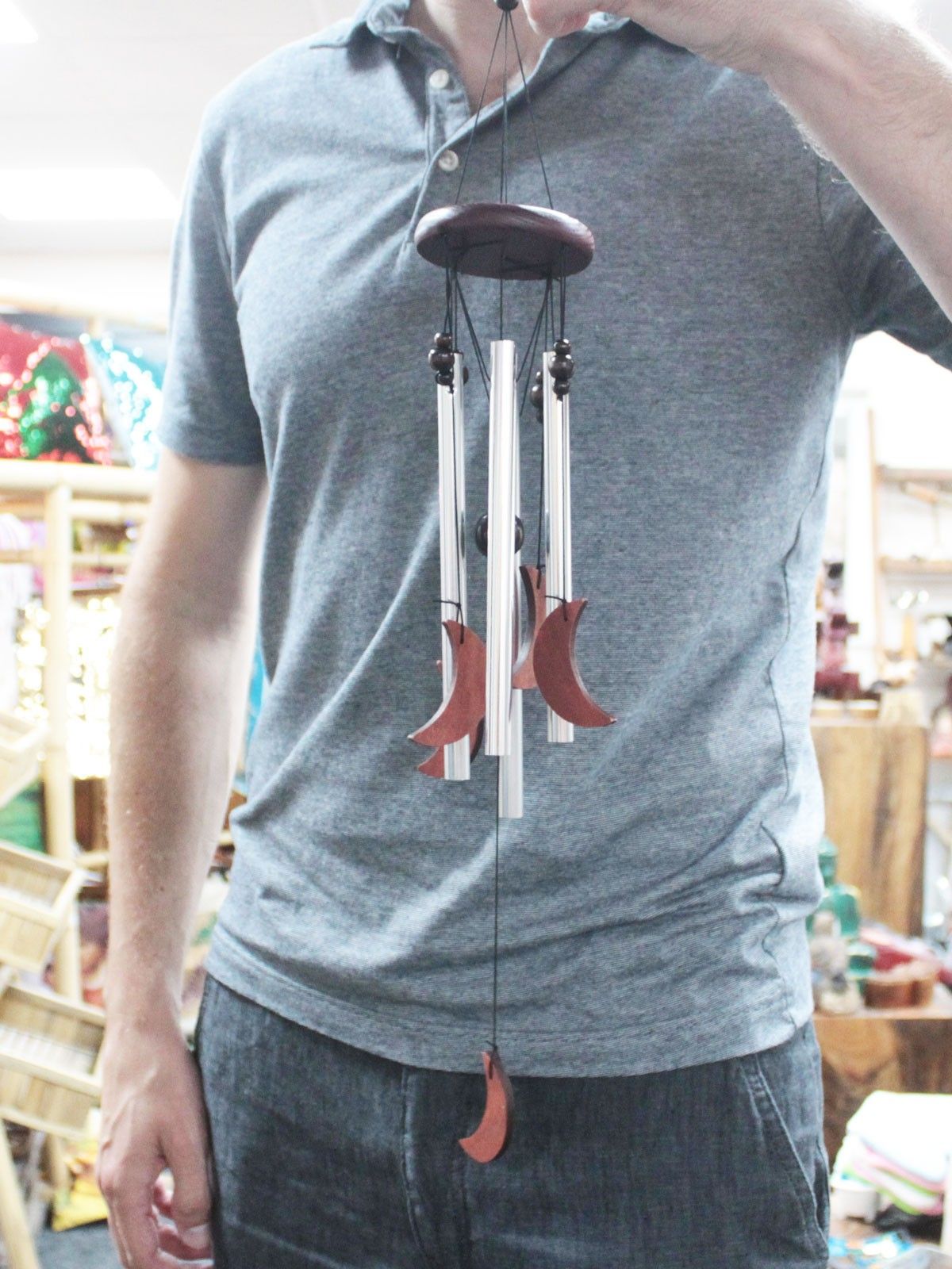 Classic Wood and Tube Chime - Moon