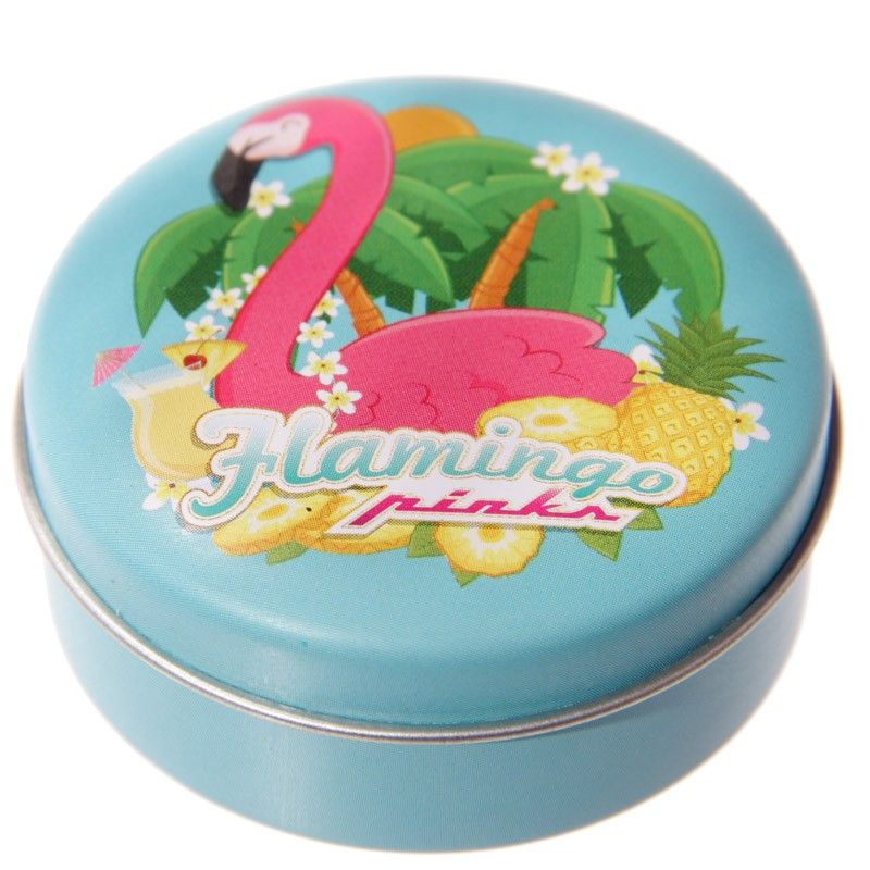 Box of 24 Fun Tropical Flamingo Lip Balm in a Tin