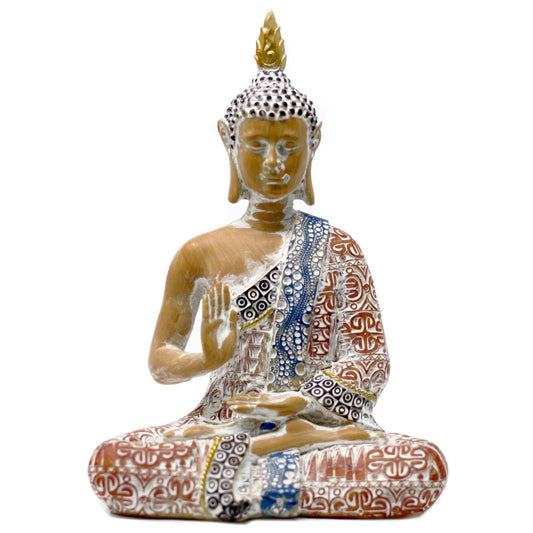 Thai Buddha - Protection - Terraccotta & Sky Blue 26 cm