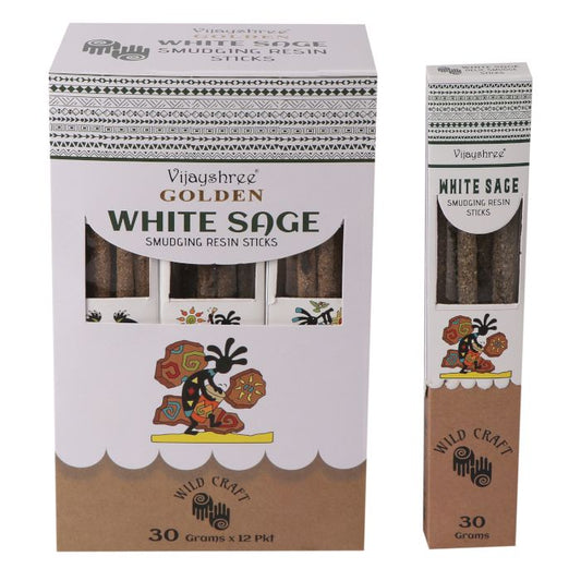 30g Golden White Sage Smudging Resin Sticks