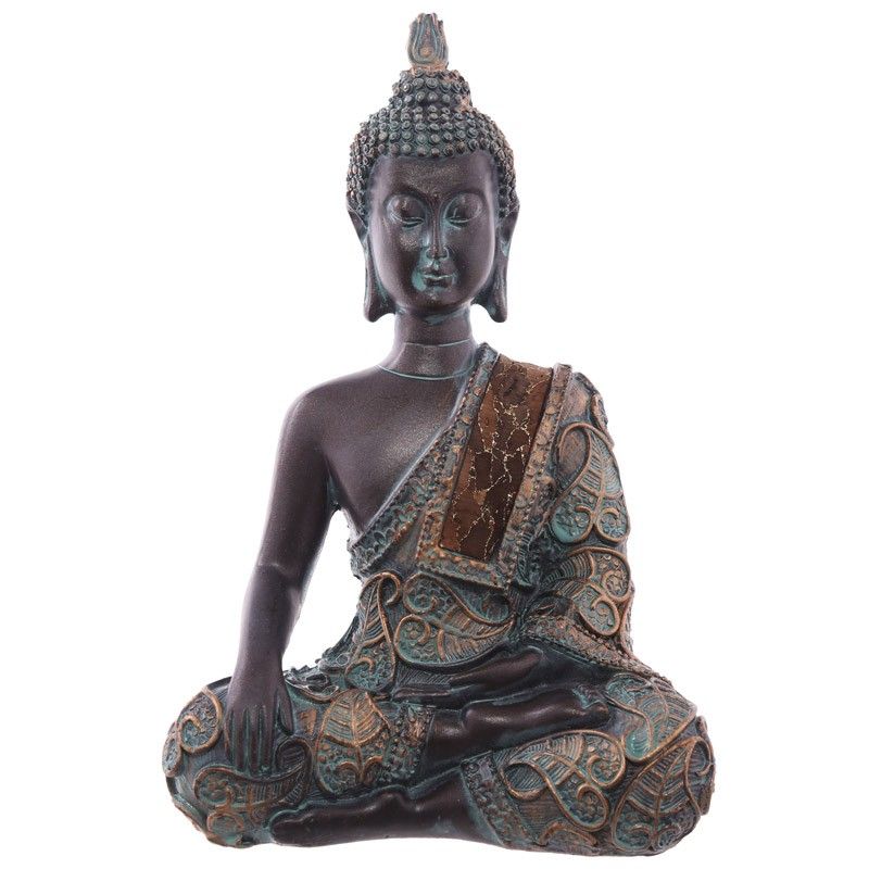 Thai Buddha Sitting - Small Brown & Verdigris Effect