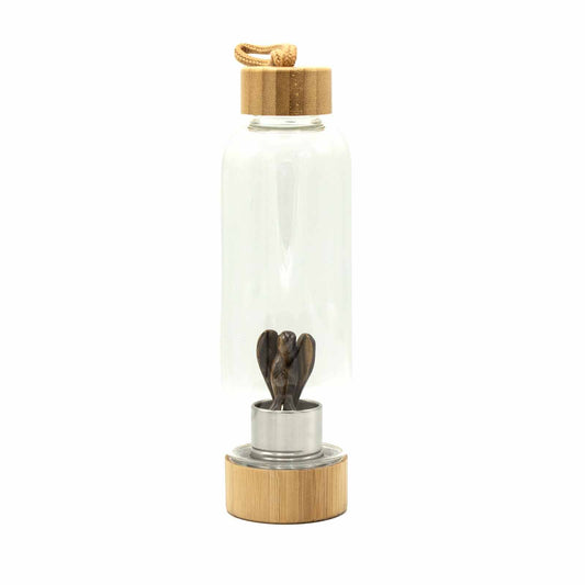 Crystal Infused Glass Water Bottle - Determined Tiger's Eye - Angel