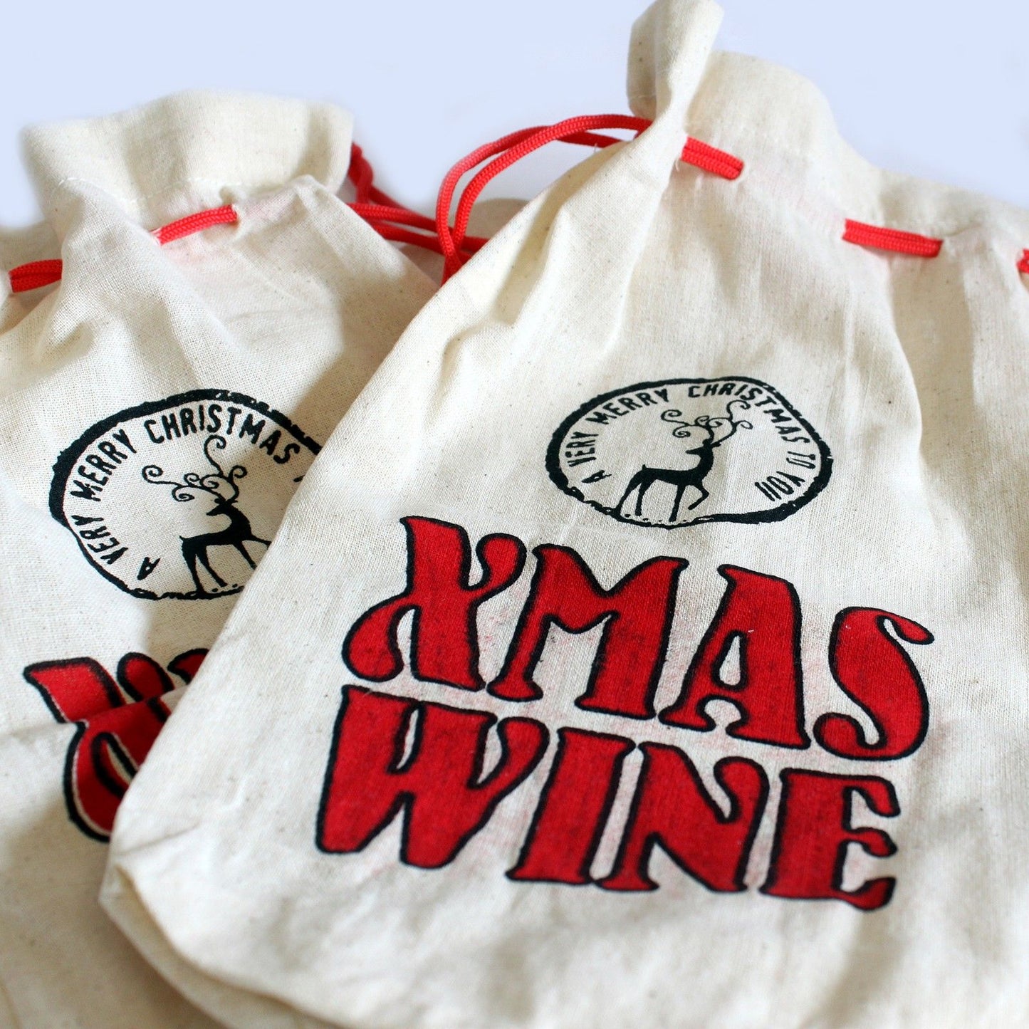 XMAS Cotton Wine Pouch - Xmas Wine