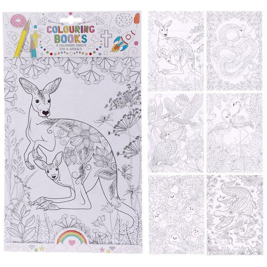 Adult Colouring Book (6 Pages) - Zoo and Animal