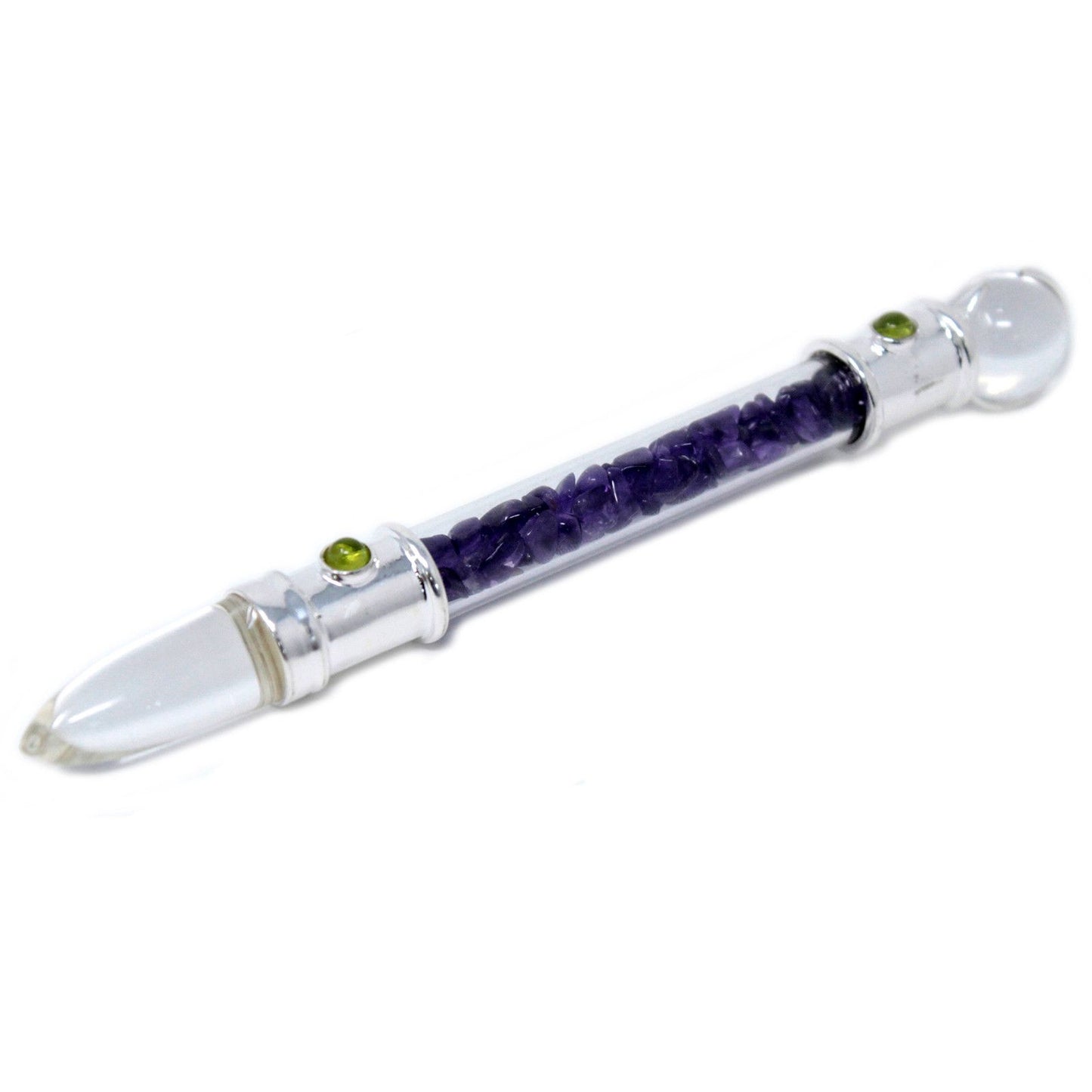 Glass Healing Wand - Silver plated - Amethyst