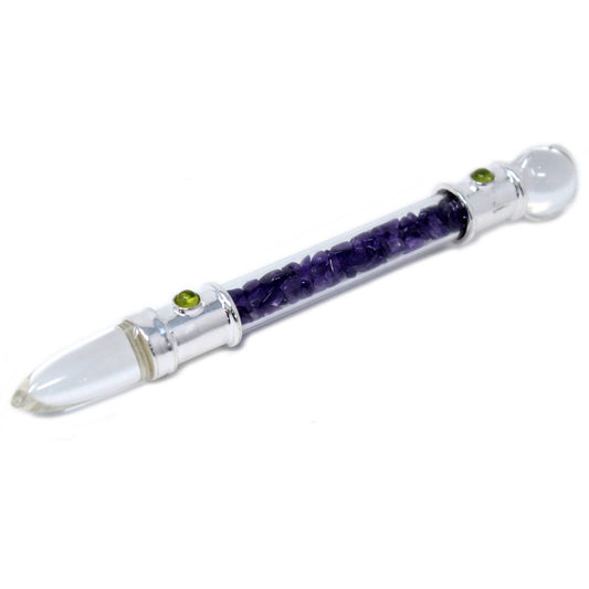 Glass Healing Wand - Silver plated - Amethyst