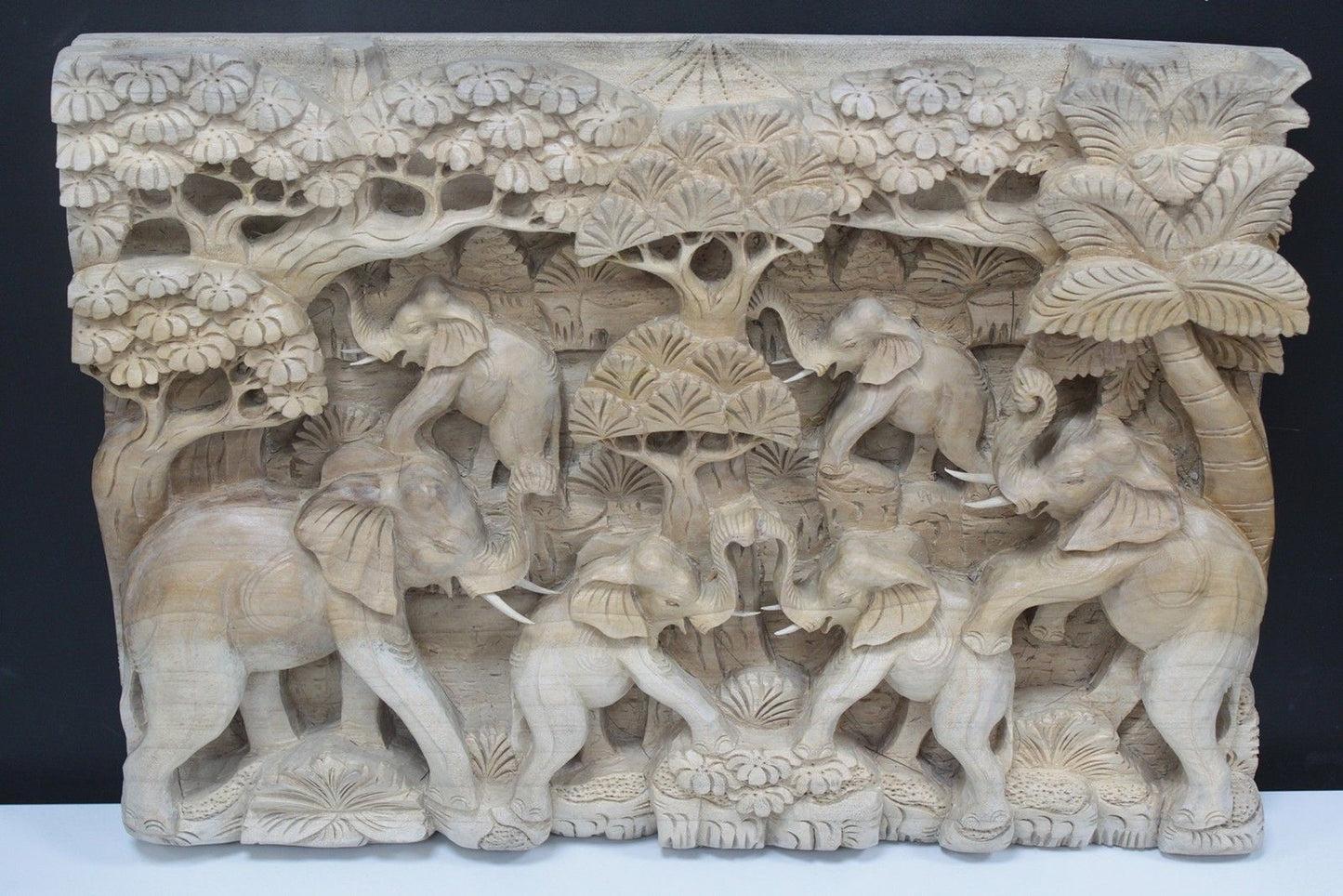 Bali Artisan Panels - Elephants & Volcano Natural Color