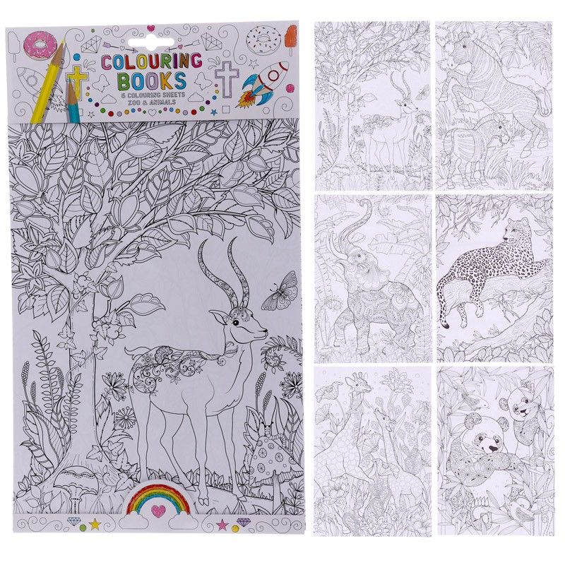 Adult Colouring Book (6 Pages) - Zoo and Animal