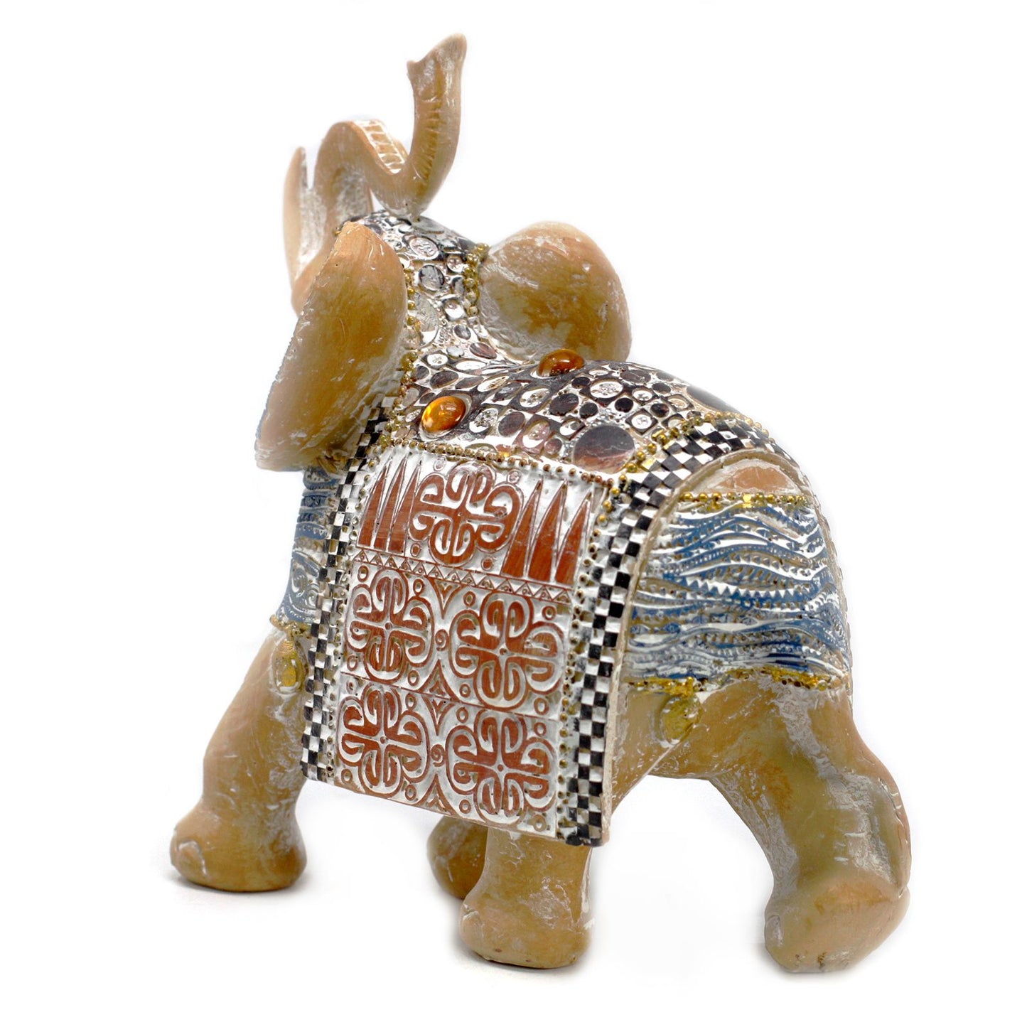 Thai Elephant - Good Luck - Terraccotta & Sky Blue 21 cm