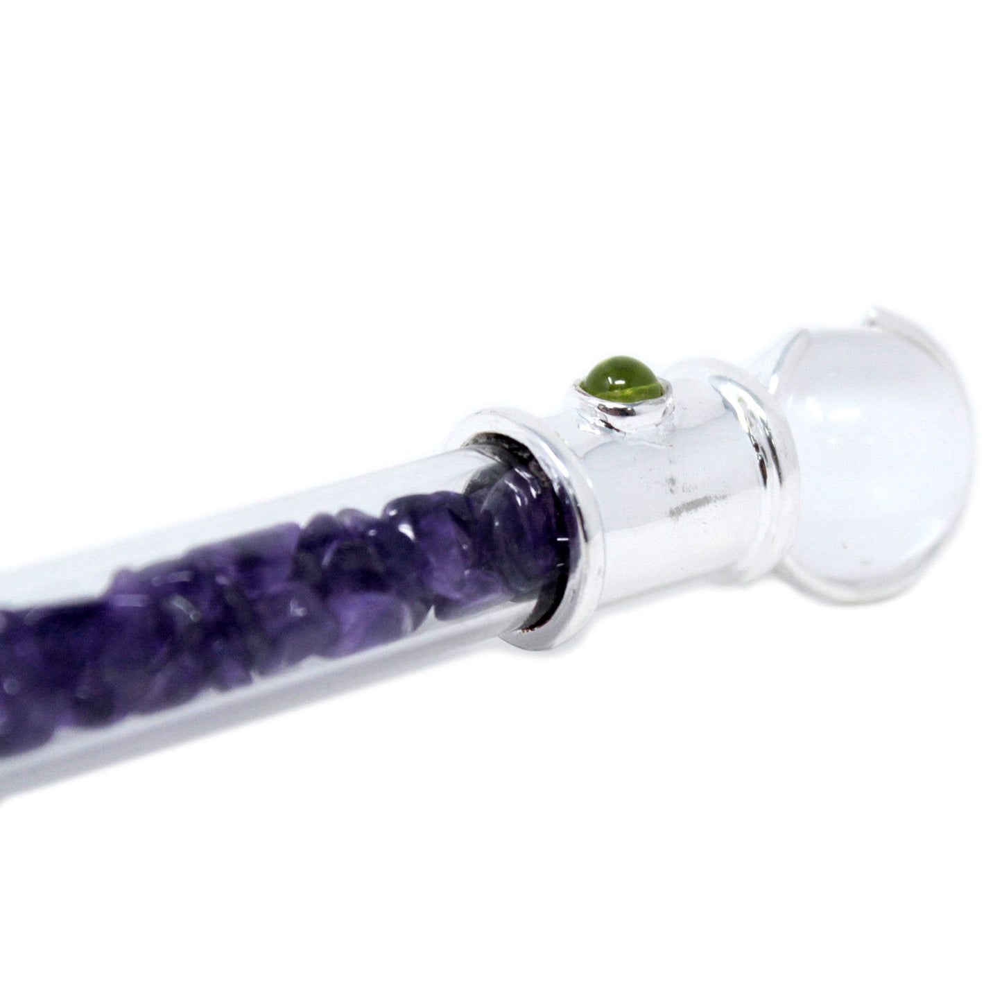 Glass Healing Wand - Silver plated - Amethyst