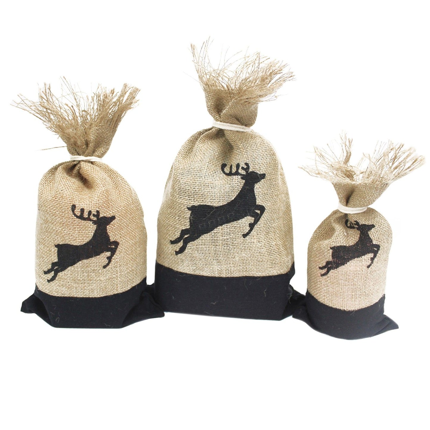Danish Pouch Set of 3 - Black & Reindeer