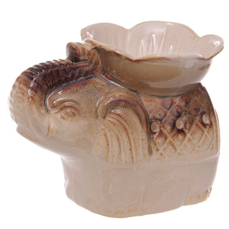 Elephant Carrying Flower Dish Ceramic Oil Burner