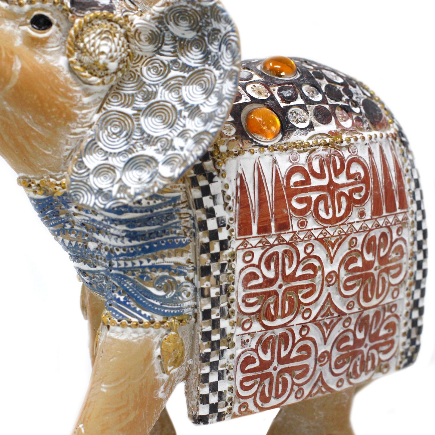 Thai Elephant - Good Luck - Terraccotta & Sky Blue 21 cm