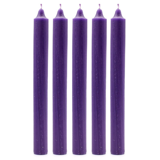 Solid Colour Dinner Candle Set - Pack of 21 - Rustic Purple