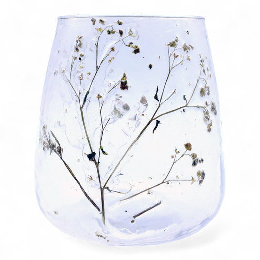 Natural Floral Glass - Vase Candle Holder - Margarita  - (12x11cm)