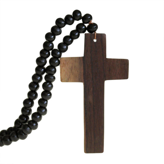 Beaded Necklace Cross Black