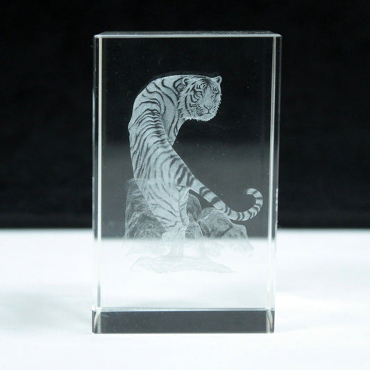 Laser Crystal Block - 3D Tiger