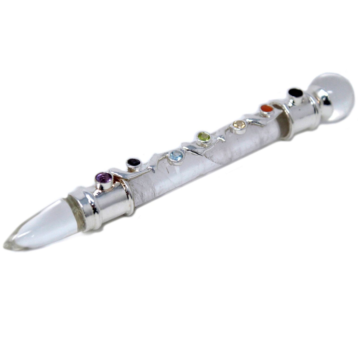 Clear Crystal with Chakra Stones